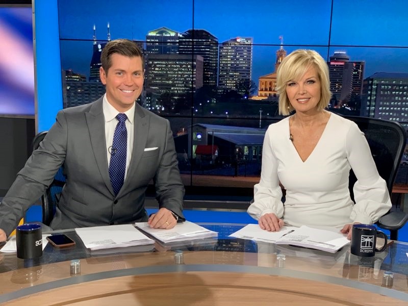 Former Washington Youth Tour delegate Adam Hammond, left, now helps Tennesseans rise and shine every weekday as the morning newscaster at a Nashville television station.