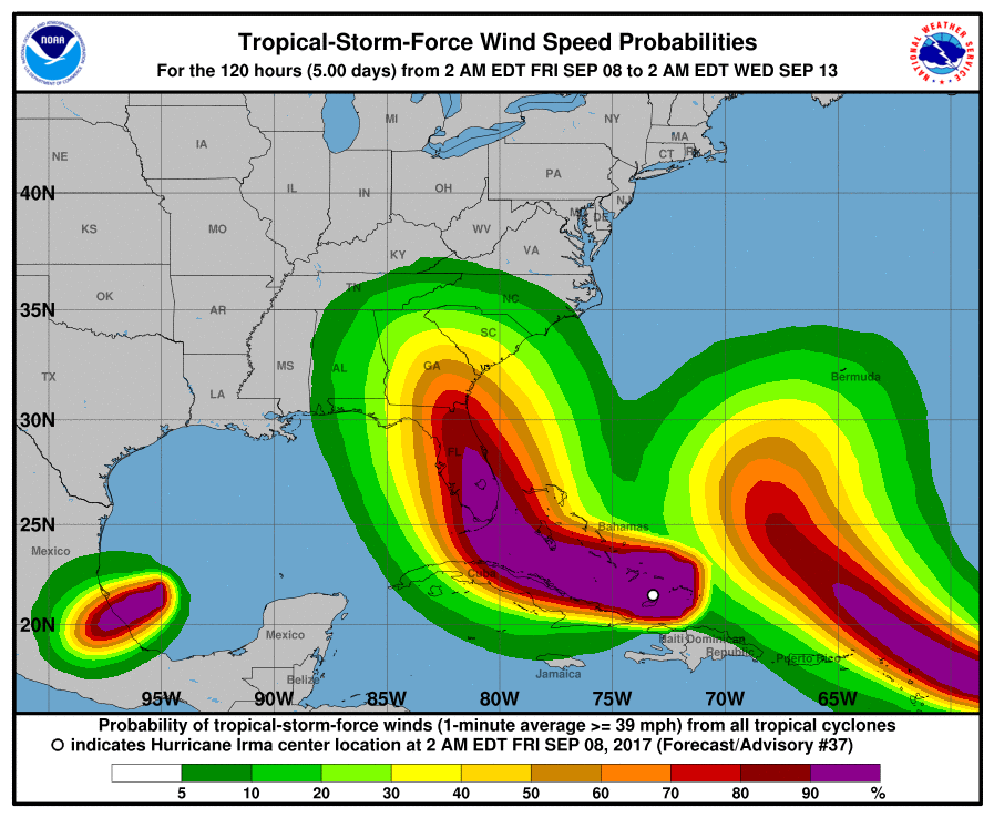 Hurricane Irma projected path